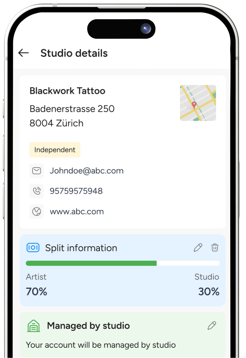 Manage your tattoo studios
